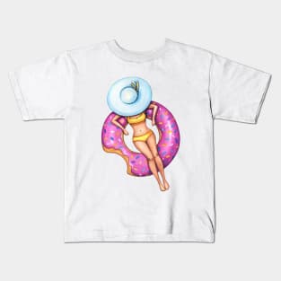 Pink donut girl Kids T-Shirt